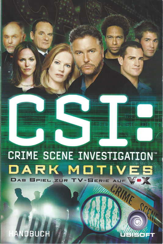 Manual for CSI: Crime Scene Investigation - Dark Motives (Windows): Front