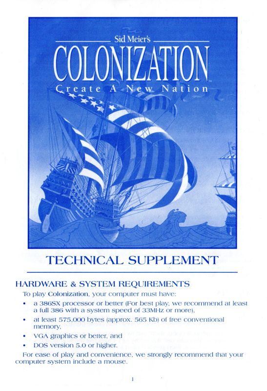 Extras for Sid Meier's Colonization (DOS): Technical Supplement