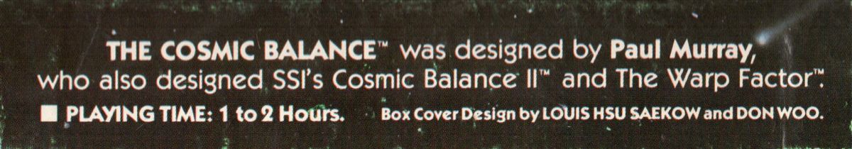 Spine/Sides for The Cosmic Balance (Commodore 64): Top