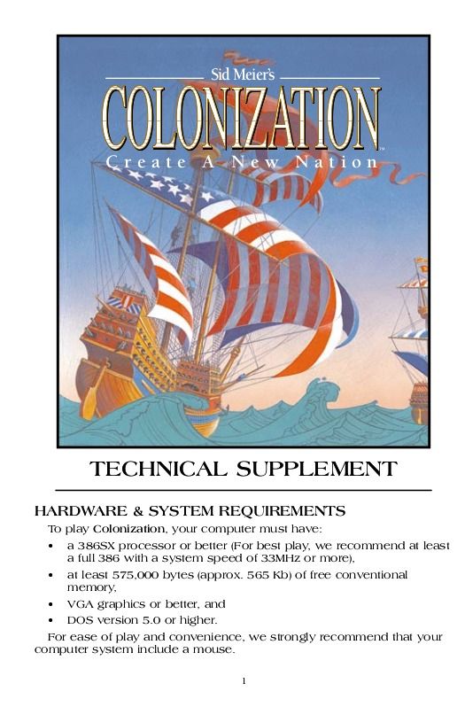 Extras for Sid Meier's Colonization (Linux and Macintosh and Windows) (GOG.com release): Technical Supplement