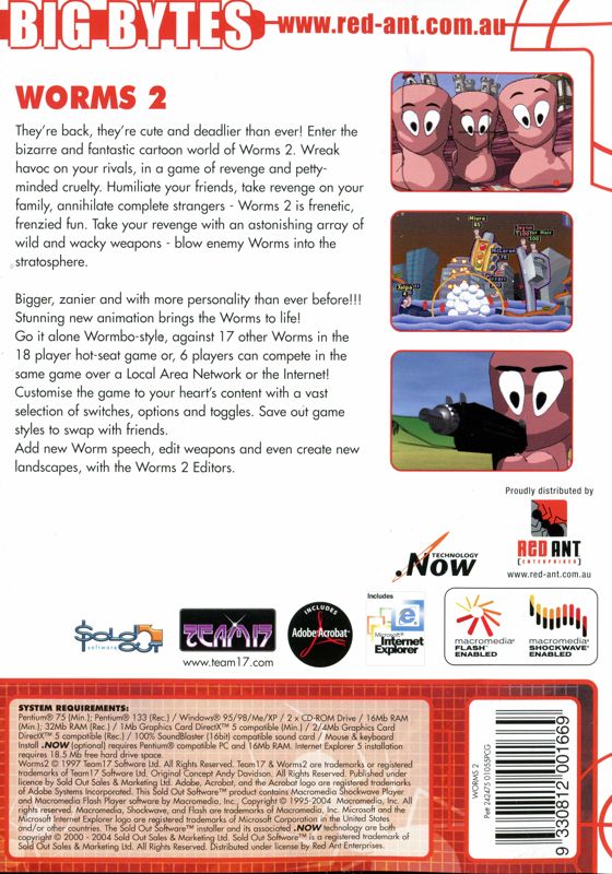 Back Cover for Worms 2 (Windows) (Big Bytes release)