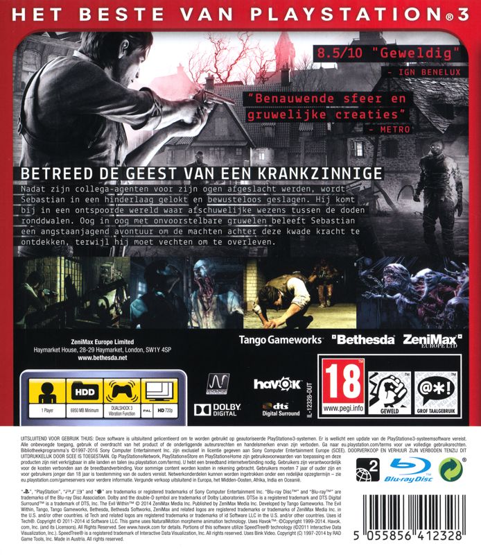 Back Cover for The Evil Within (PlayStation 3) (Essentials release)