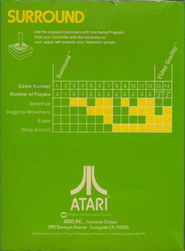 Back Cover for Surround (Atari 2600) (Original release)