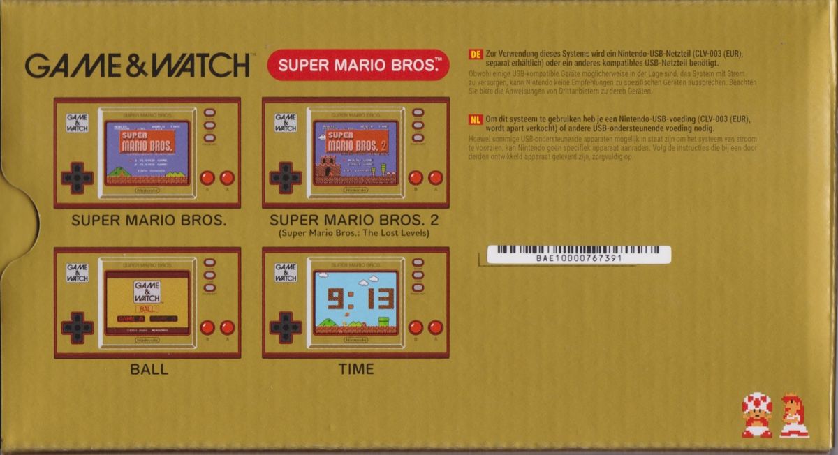 Other for Game & Watch Color Screen: Super Mario Bros. (Dedicated handheld) (Box in Transparent Sleeve): Box - Back