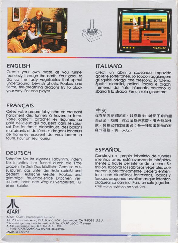 Back Cover for Dig Dug (Atari 2600) (1985 edition)