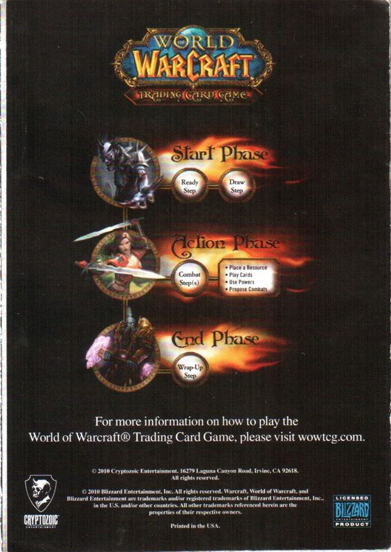 Extras for World of WarCraft: Cataclysm (Collector's Edition) (Macintosh and Windows): Trading Cards - Manual Back