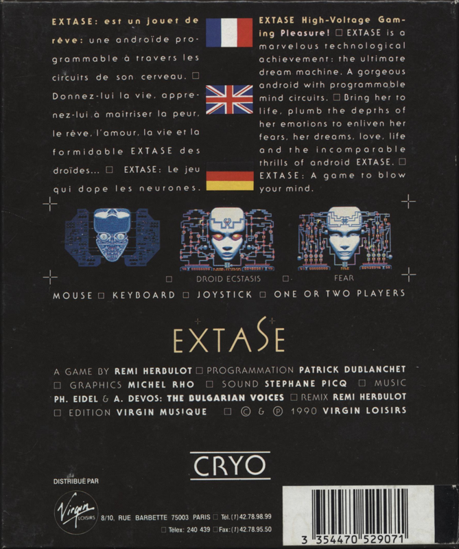 Back Cover for Extase (Atari ST)