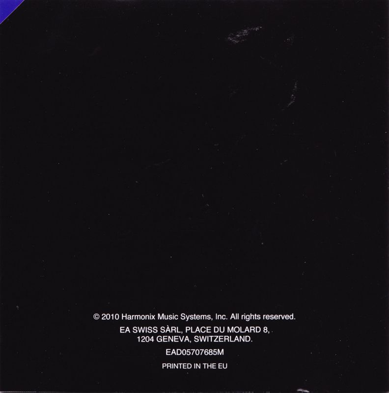 Manual for Rock Band 3 (Nintendo DS): Back