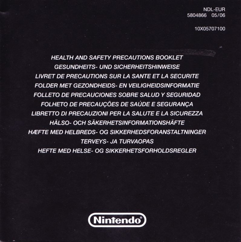 Extras for Rock Band 3 (Nintendo DS): Safety Instructions - Front
