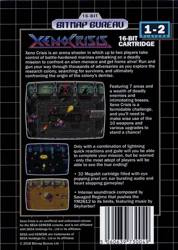 Back Cover for Xeno Crisis (Genesis): Original variant