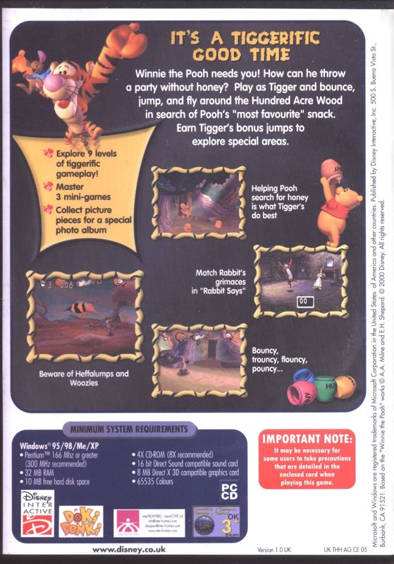 Back Cover for Tigger's Honey Hunt (Windows)
