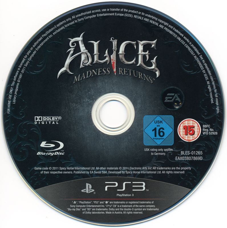 Media for Alice: Madness Returns (PlayStation 3) (General European release)