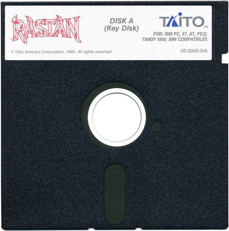 Media for Rastan (DOS) (Dual Media release): 5.25" Disk A