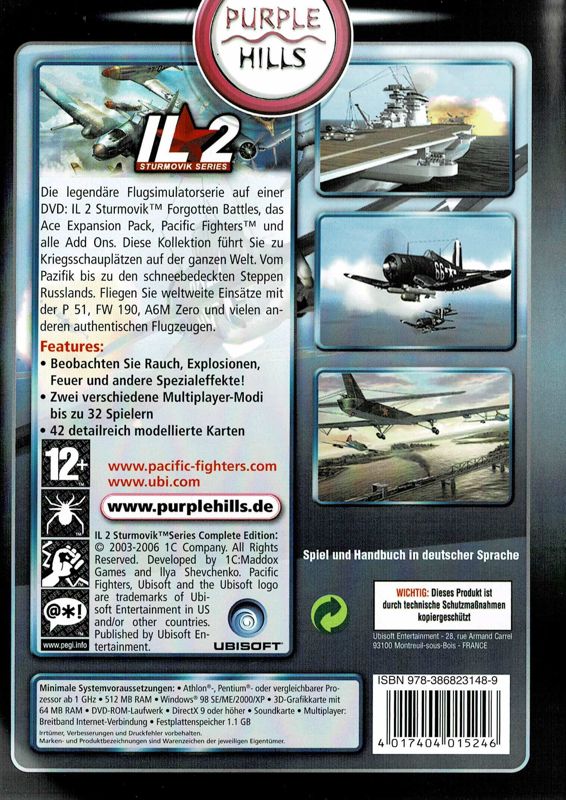 Back Cover for IL-2 Sturmovik Series: Complete Edition (Windows) (Purple Hills release)