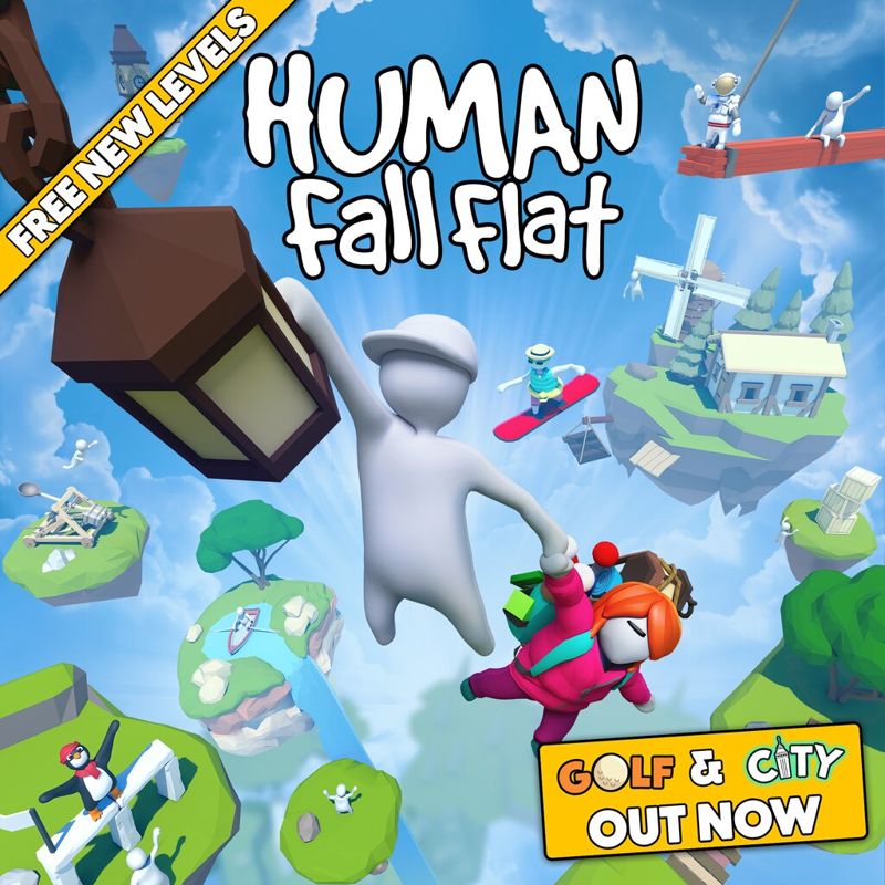 Front Cover for Human: Fall Flat (PlayStation 4) (download release): Free New Levels: Golf & City