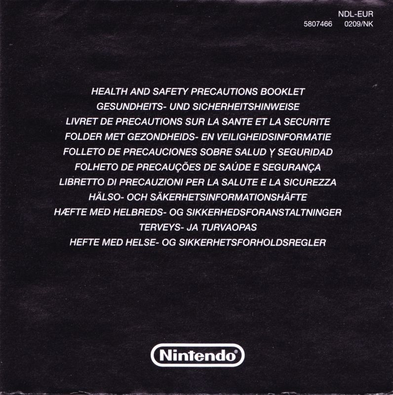 Extras for Hidden Mysteries: Buckingham Palace (Nintendo DS): Safety Instructions - Front