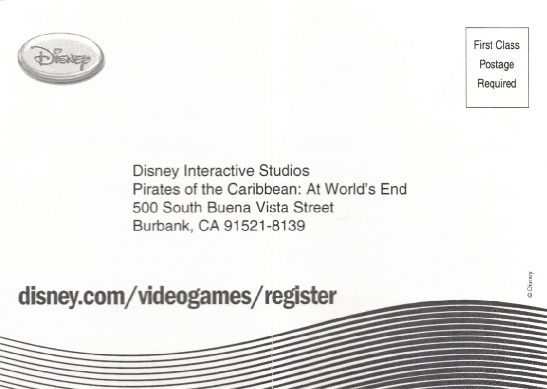 Extras for Disney Pirates of the Caribbean: At World's End (Nintendo DS): Registration - Front
