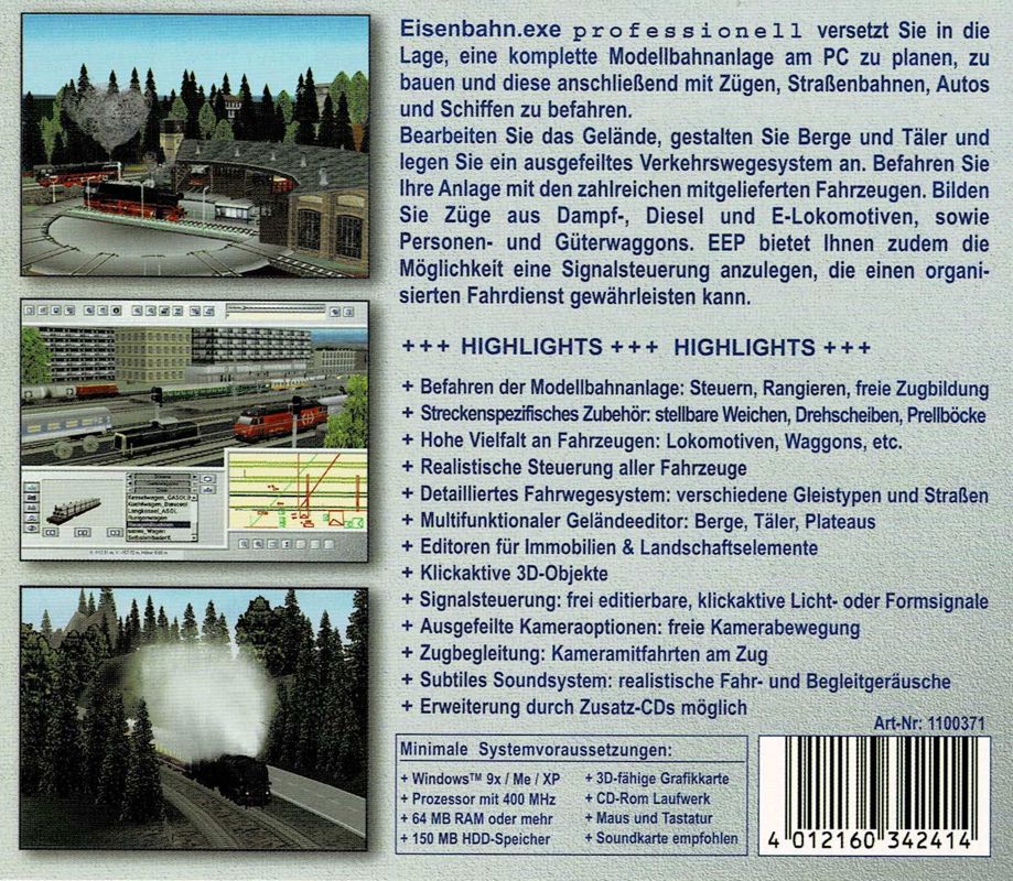 Back Cover for Eisenbahn.exe professionell (Windows)