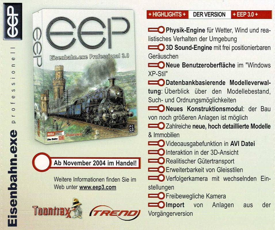 Inside Cover for Eisenbahn.exe professionell (Windows): Right Inlay
