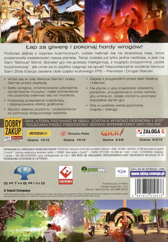 Back Cover for Serious Sam: Gold (Windows) (Kolekcja Klasyki release)