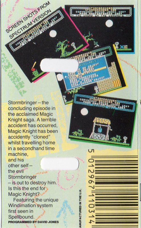 Back Cover for Stormbringer (Commodore 64)