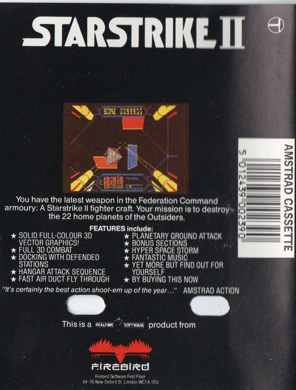 Back Cover for Starstrike II (Amstrad CPC)