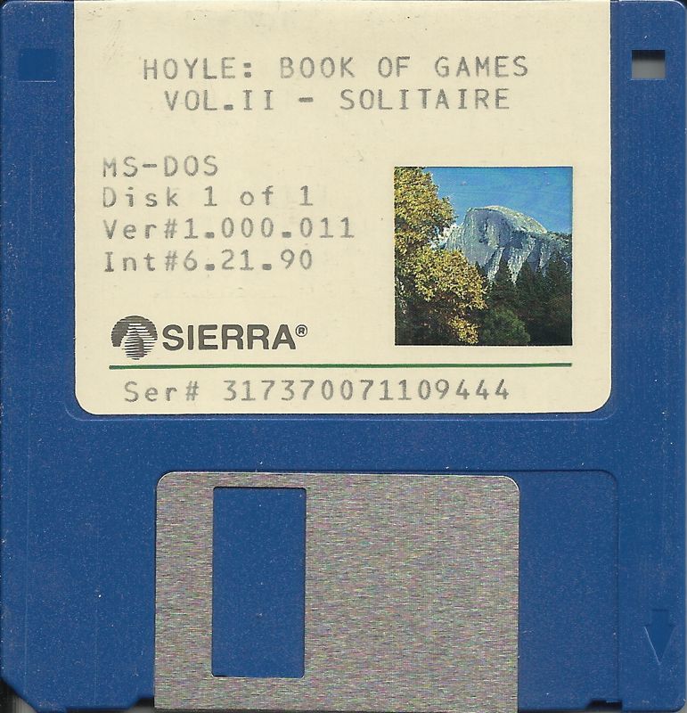 Media for Hoyle: Official Book of Games - Volume 2: Solitaire (DOS) (Dual Media Release (ver #1.000.011 / Int #6.21.90)): 3.5" Disk (1/1)