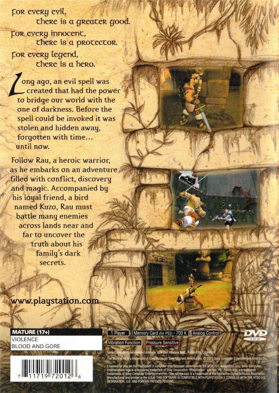 Back Cover for The Mark of Kri (PlayStation 2)