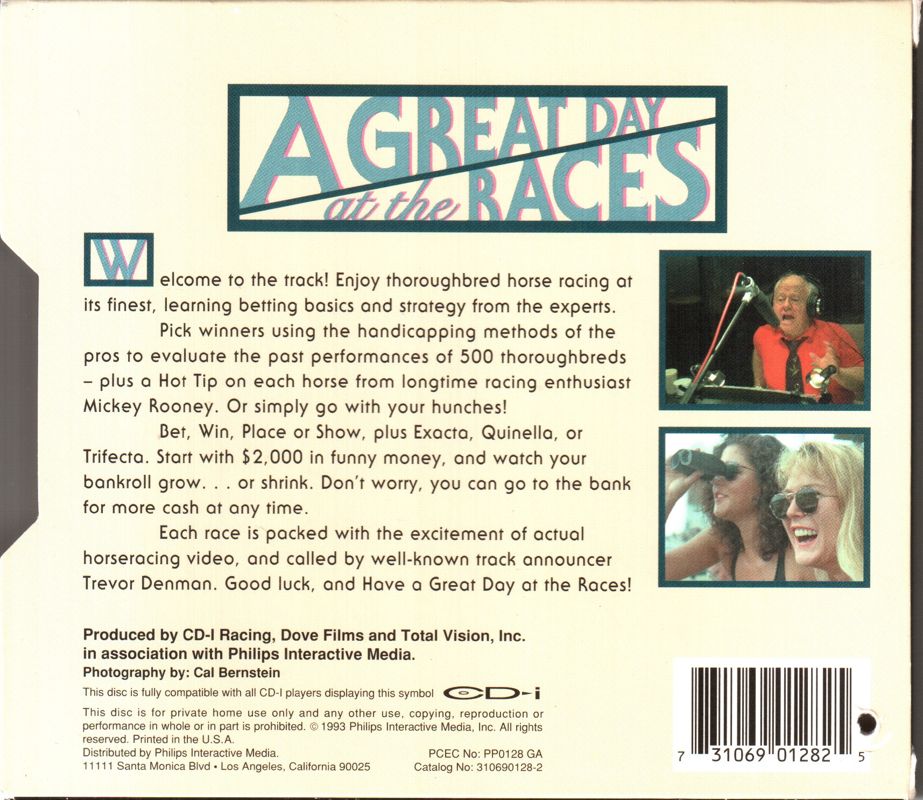 Back Cover for A Great Day at the Races (CD-i) (Jewel case in hard paper sleeve)