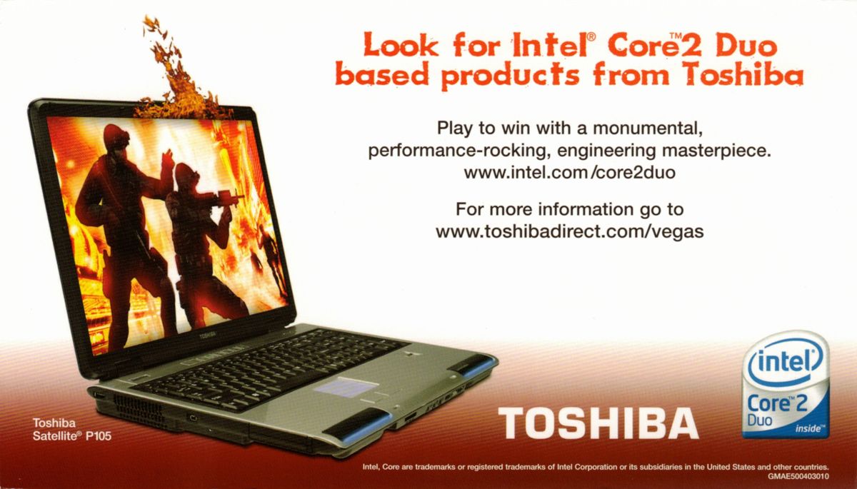 Advertisement for Tom Clancy's Rainbow Six: Vegas (Windows): Toshiba - Back