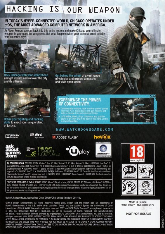 Other for Watch_Dogs (DedSec Edition) (Windows): Keep Case - Back
