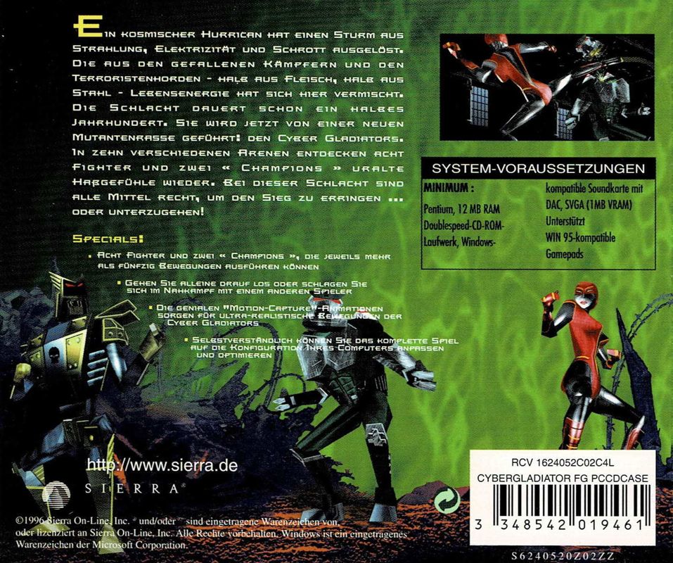 Other for CyberGladiators (Windows): Jewel Case - Back