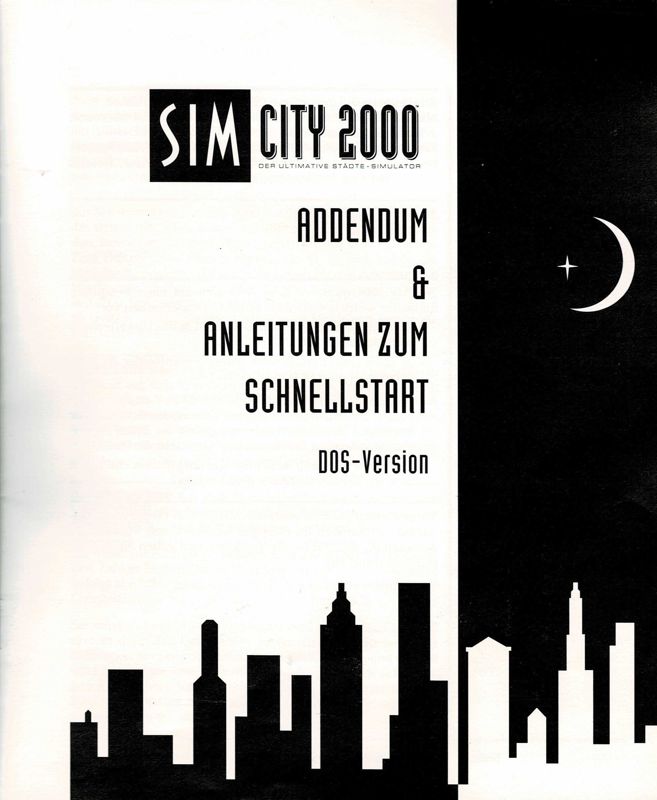 Reference Card for SimCity 2000 (DOS) (3.5" Disk Release): Front