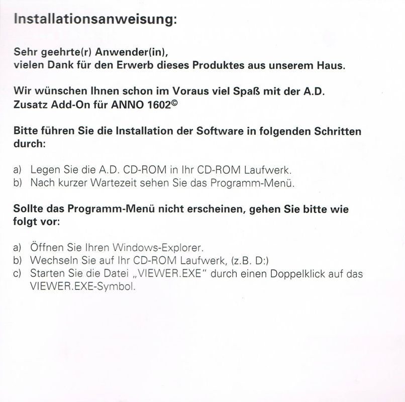 Other for A.D.: Die Eroberung geht weiter... (Windows): Jewel Case - Left Inlay