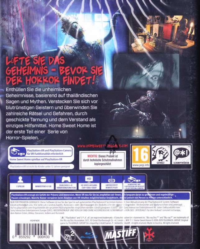 Back Cover for Home Sweet Home (PlayStation 4) (download release)