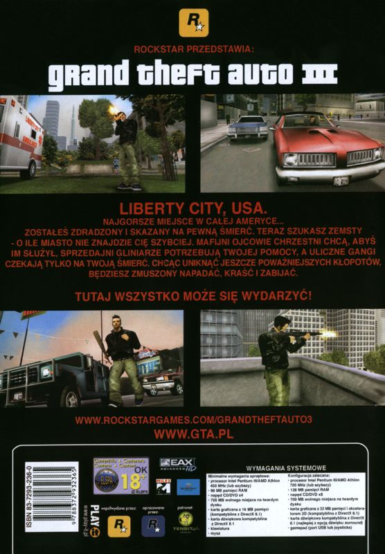 Other for Grand Theft Auto III (Windows): Keep Case - Back