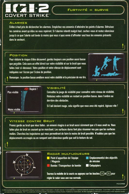 Reference Card for I.G.I-2: Covert Strike (Windows)