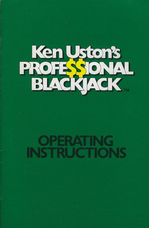 Manual for Ken Uston's Professional Blackjack (Apple II and DOS)