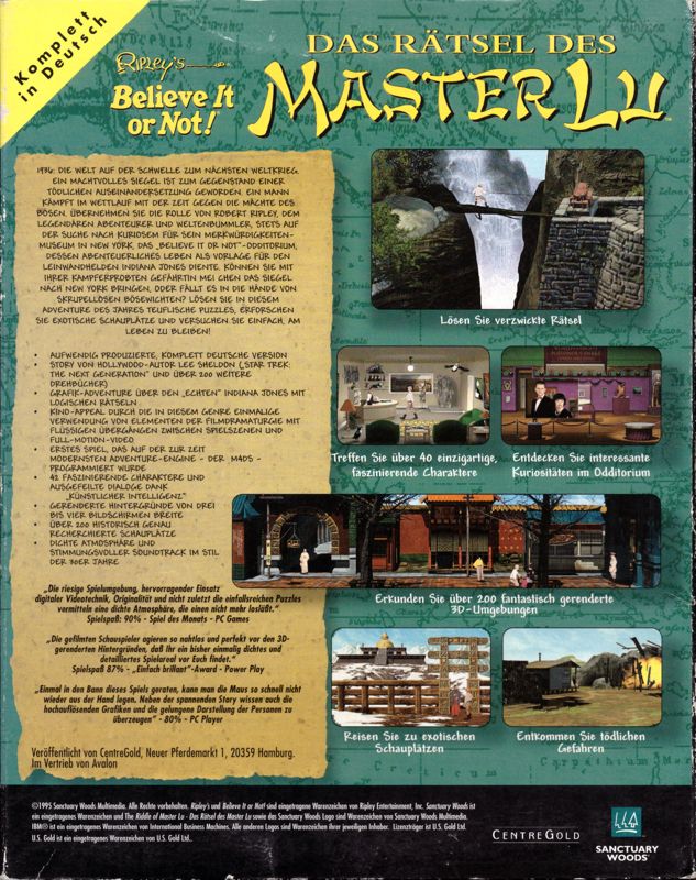 Back Cover for Ripley's Believe It or Not!: The Riddle of Master Lu (DOS)