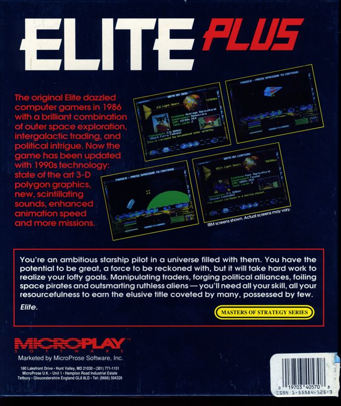 Back Cover for Elite Plus (DOS)