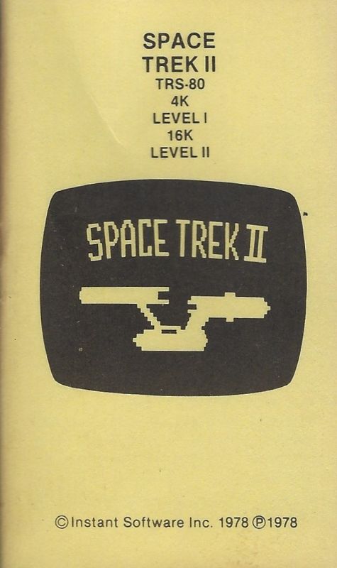 Front Cover for Space Trek II (TRS-80): Also front cover of manual