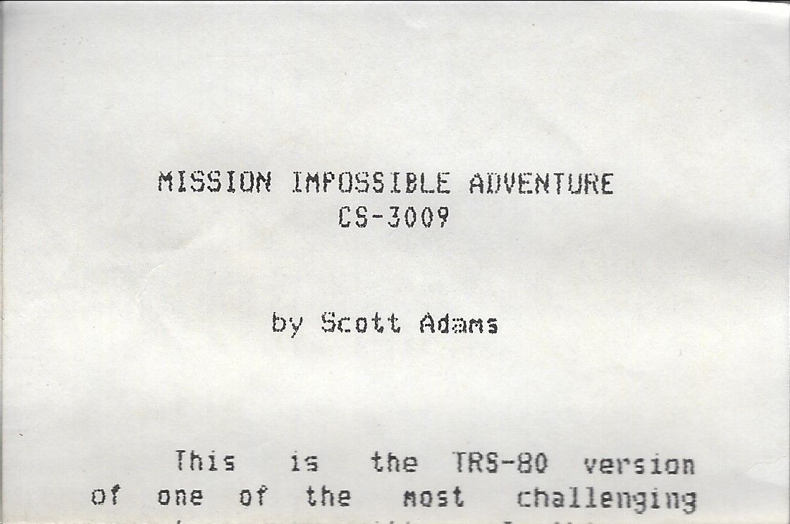 Manual for Secret Mission (TRS-80)