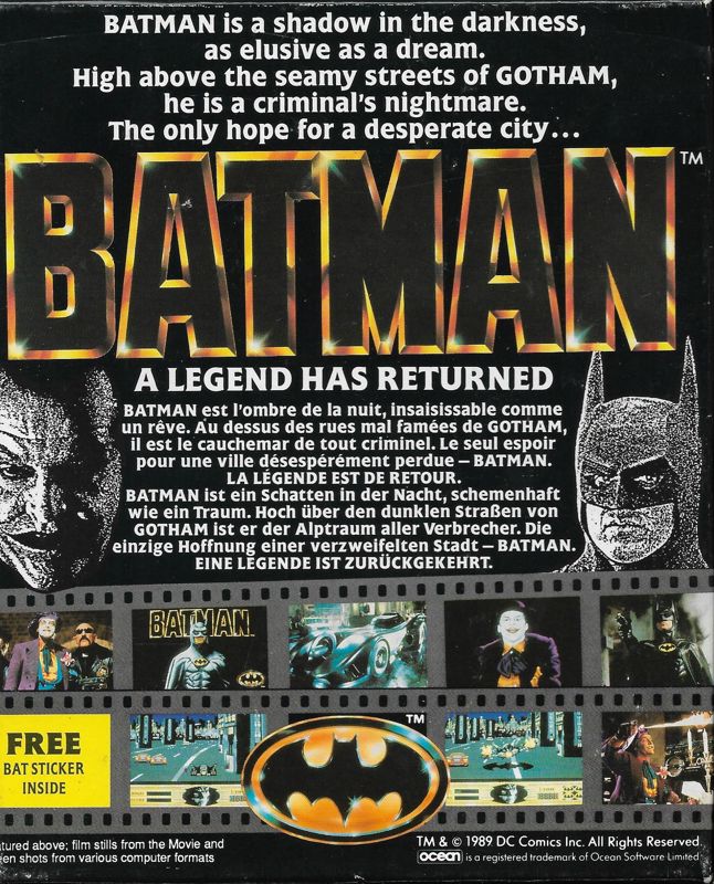 Back Cover for Batman (DOS)