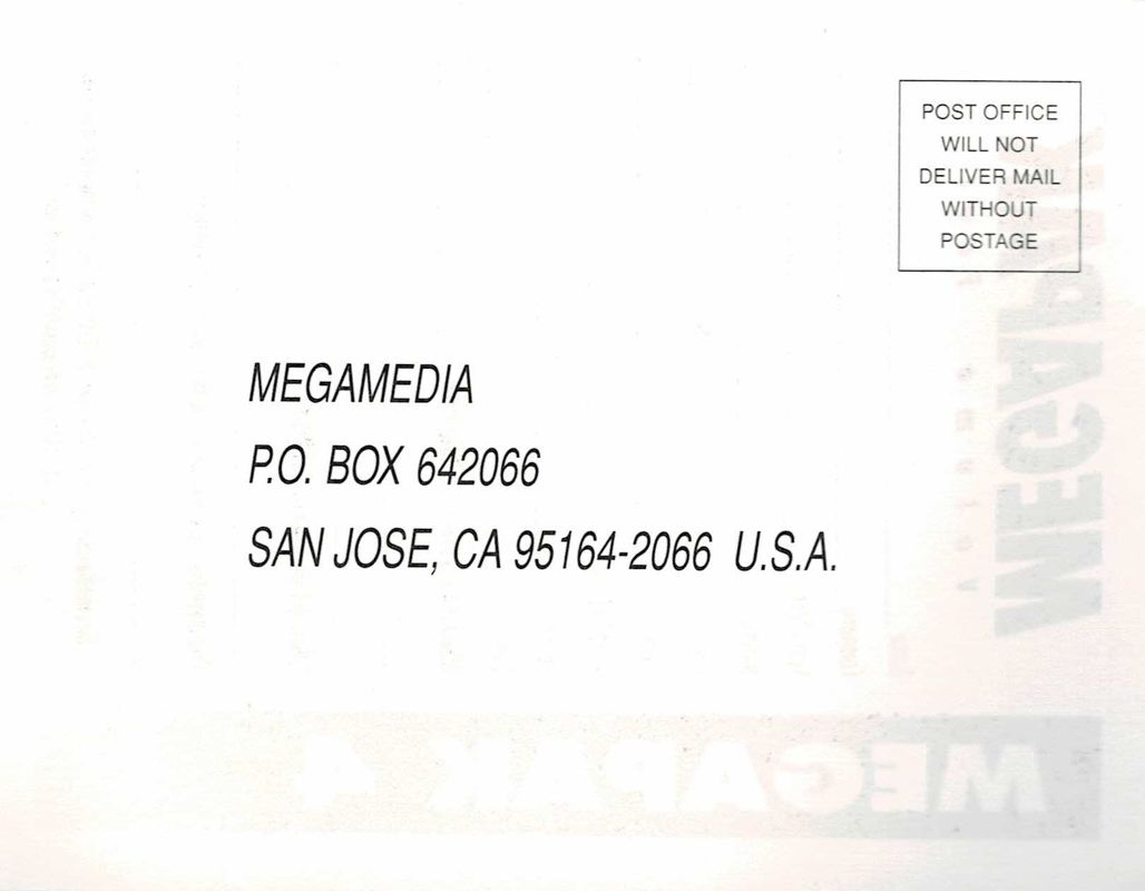 Extras for Megapak 4 (DOS): Registration Card - Front