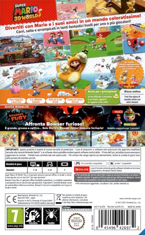 Back Cover for Super Mario 3D World + Bowser’s Fury (Nintendo Switch)