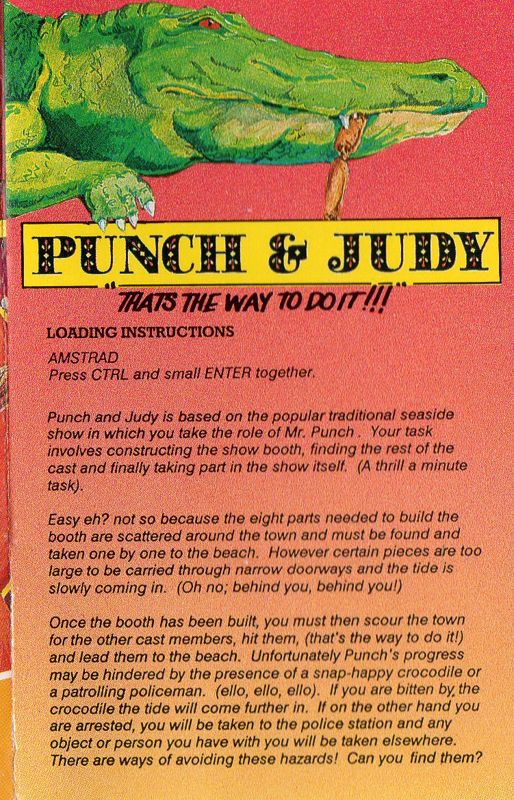 Inside Cover for Punch & Judy (Amstrad CPC)