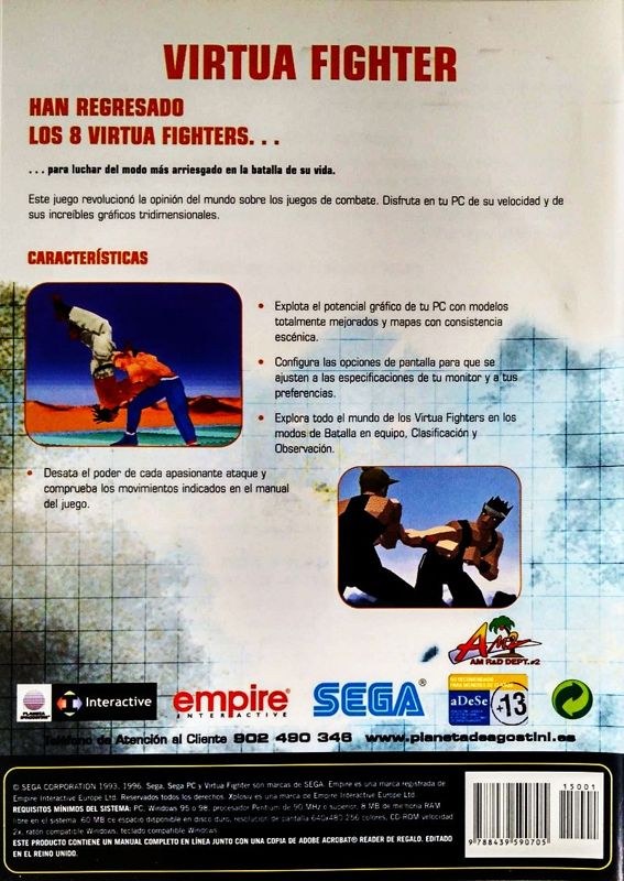 Back Cover for Virtua Fighter Remix (Windows) (Windows, Keep Case, Spain, Xplosiv release)