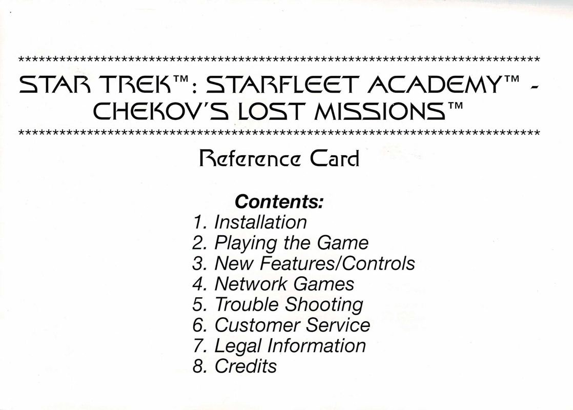 Manual for Star Trek: Starfleet Academy - Chekov's Lost Missions (Windows): Front