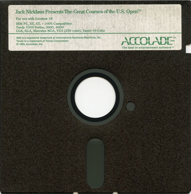 Media for Jack Nicklaus presents the Great Courses of The U.S. Open (DOS) (5.25" Floppy Disk release): For use with Greatest 18