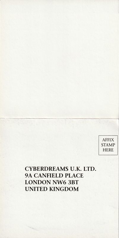 Other for CyberRace (DOS): Registration Card Front